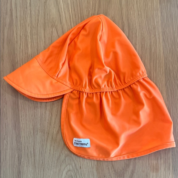 Flap Happy Bright Orange Kids Sun Hat - Picture 1 of 2